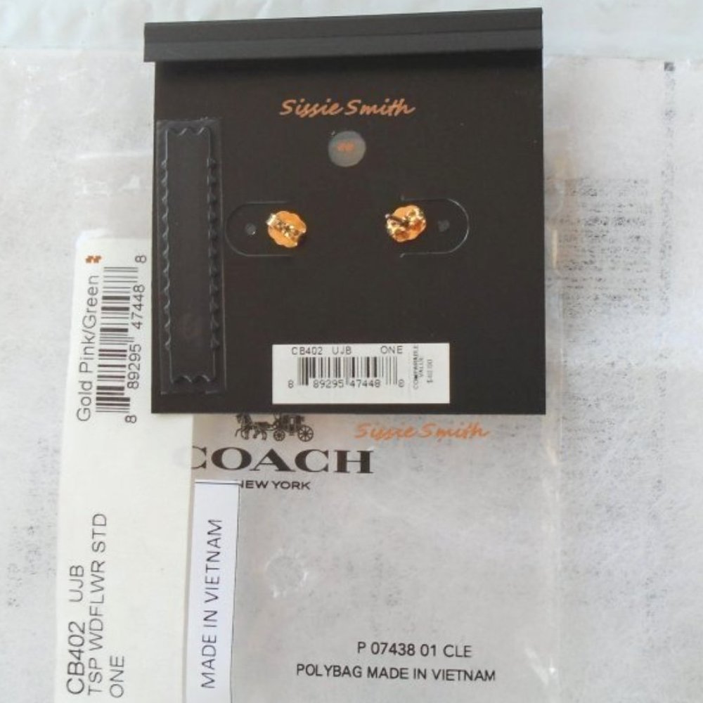 NWT Coach Transparent Wildflower Stud Earrings - Picture 2 of 6
